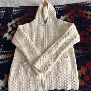 Hooded Coatigan with Celtic Knot Zipper Pull‎ Aran Crafts, Made in Ireland